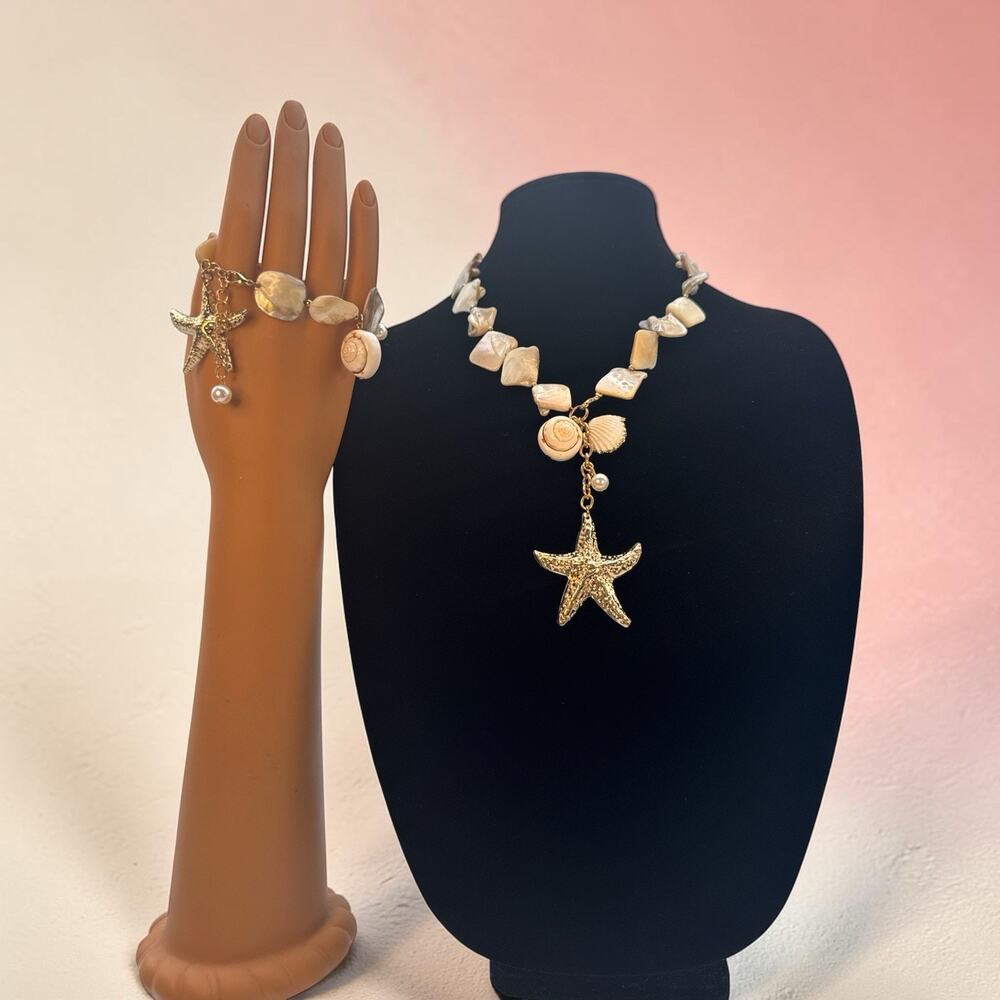 Adjustable Mother of Pearl Abalone & Shell Necklace & Bracelet Set